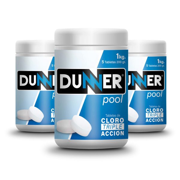 Cloro para Piscina en Tabletas Triple Acción DUNNER - 3 CILINDROS
