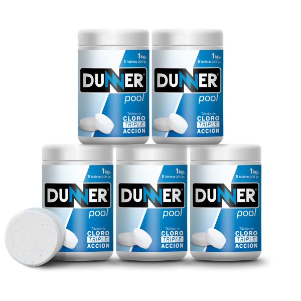 Cloro para Piscina en Tabletas Triple Acción DUNNER - 5 CILINDROS
