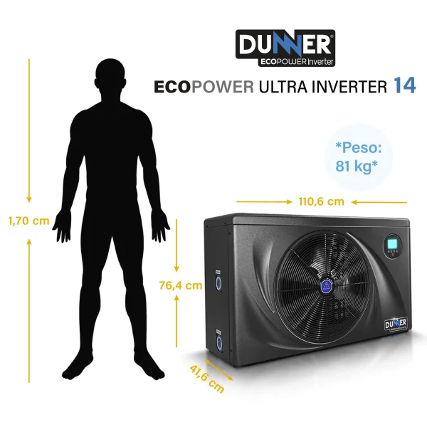 Bomba de Calor para Piscinas Dunner ECOPOWER <strong>ULTRA INVERTER 14 </strong>para Temperar hasta 70 M3 - INCLUYE INSTALACIÓN - Imagen 6